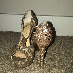 Gold Glitter Heels